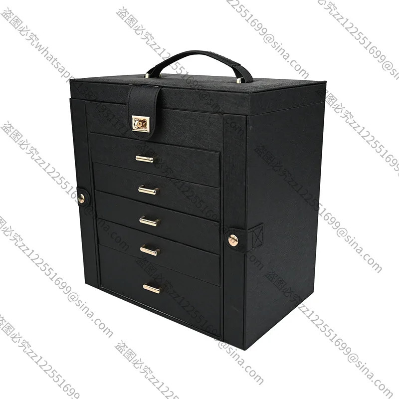 Suitable for Leather Multi-layer JewelryBox 6-layer Portable JewelryBox Earrings Ring Necklace Storage Box
