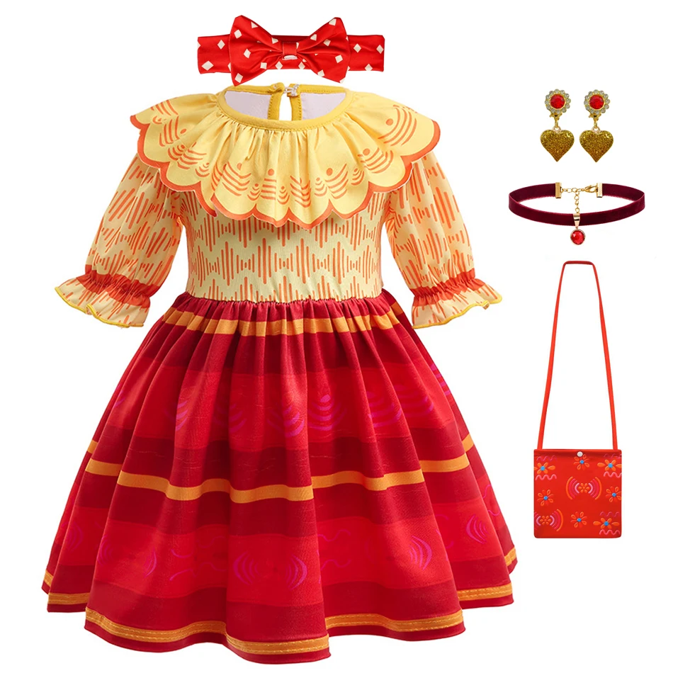 Eleasica Fille Isabela Déguisement Encanto Sac Enfant Robe De Princ Costume Noel Cadeau Anniversaire Manches Courtes Cosp Am