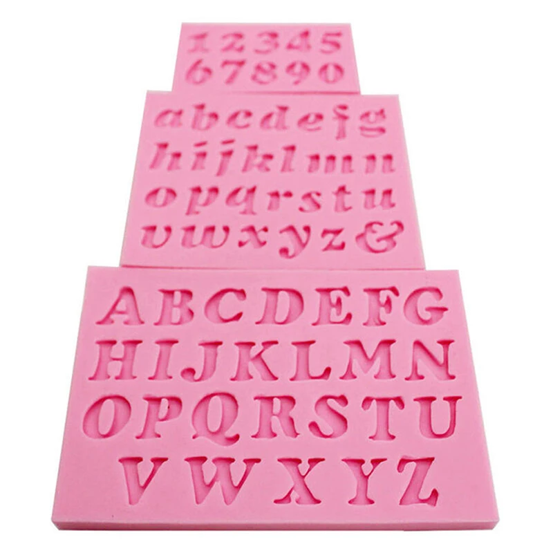 3pcs/Pack Pink Figure Number Silicone Mold Solid Color Fondant Chocolate Mould Cake Decorating Baking Kitchen Tools