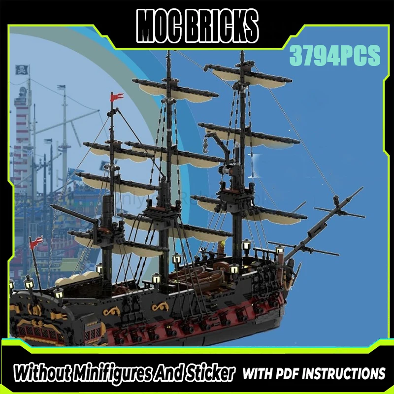 Exquisite New Product MOC Building Blocks Pirate Scene Model Red Knight Ship Technology Modular Children's Toy Gift DIY  Set