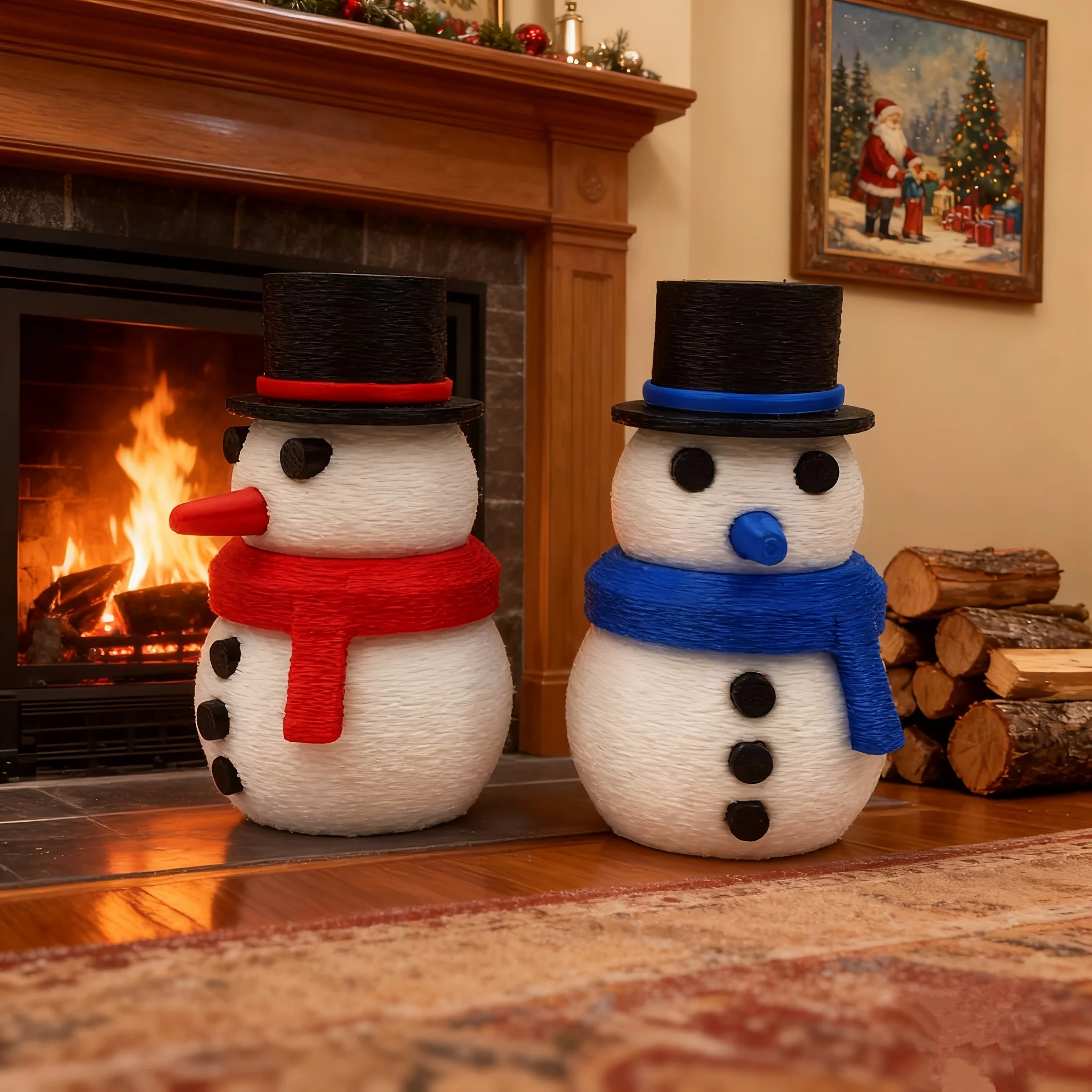 3D printed 3D magic hat snowman, classic color scheme with festive atmosphere, New Year decoration, Christmas home decoration