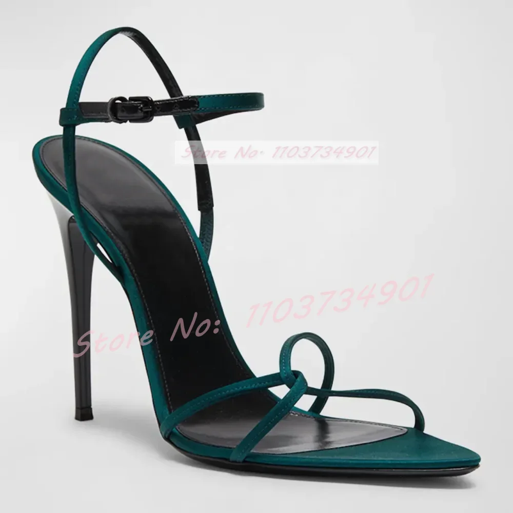 Cross Strap Pink Satin Sandals Women Trendy Ankle Strap Round Toe Thin High Heels Shoes Lady Elegant Party Sexy Big Size Sandals