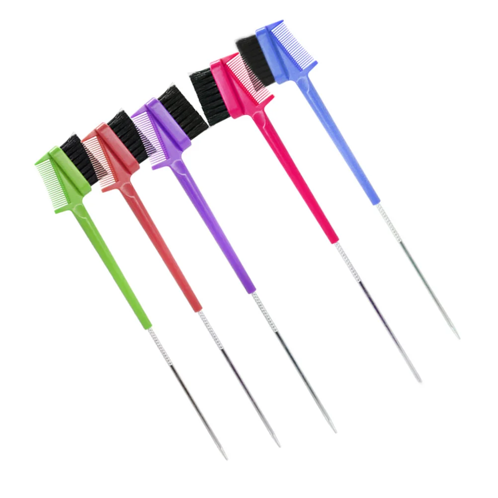 5 uds cepillos para cejas peines para cejas cepillos de maquillaje duraderos ABS PP acero salón uso doméstico mango suave herramientas de tinte para el cabello de doble uso