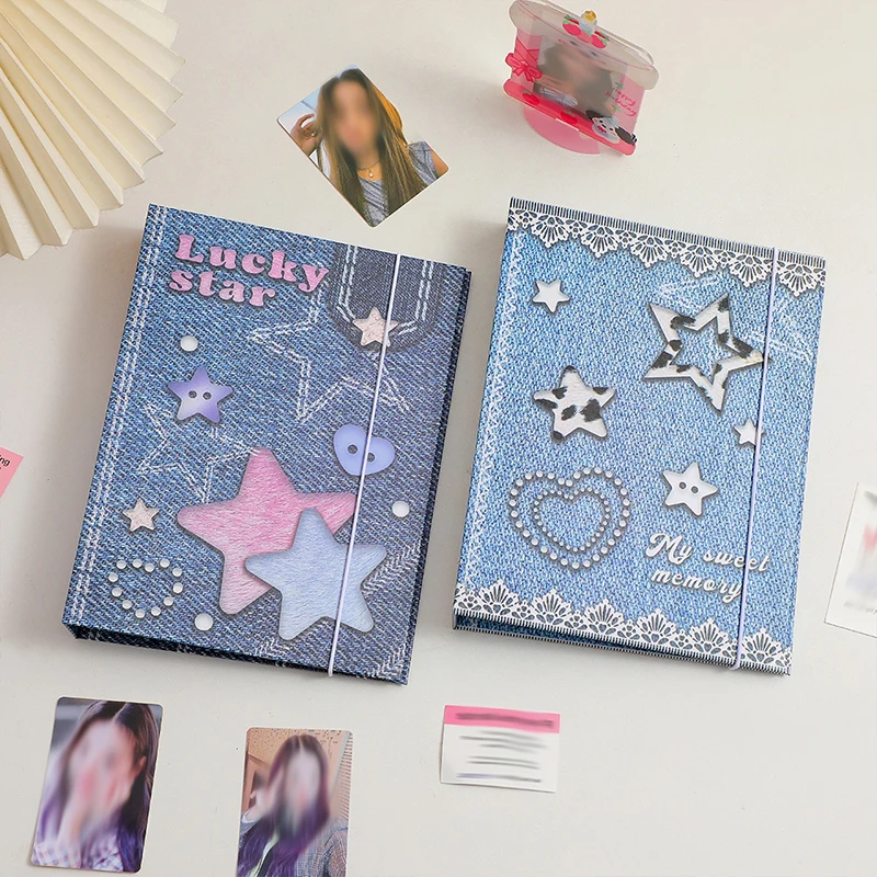 A5 Kpop Photocard Binder Cover Denim Kpop Photo Album Book Binding Machine Idol Cards Picture Album Collect Book for Photographs