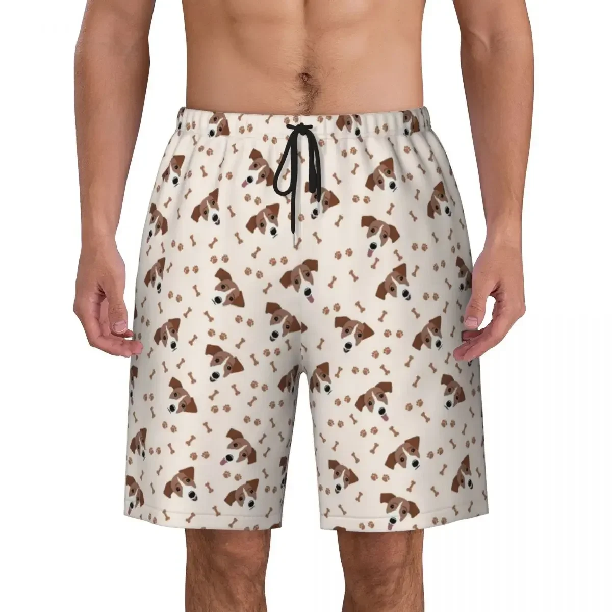 Jack Russell Terrier Dog Bones Men's Swim Trunks Swimwear Quick Dry Beach Board Shorts Animal Swimming Boardshorts