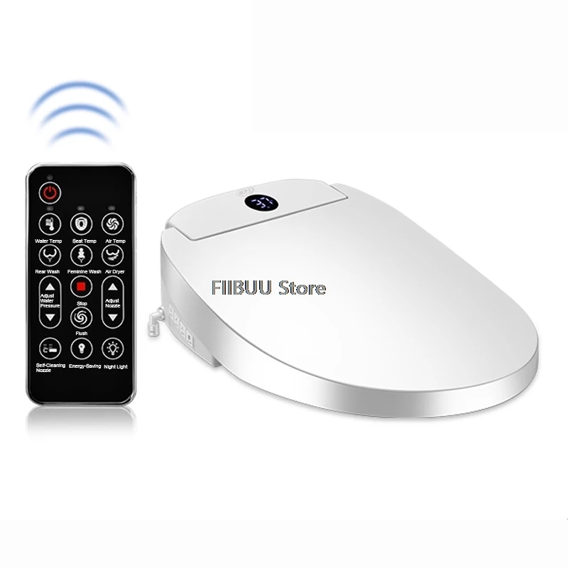 

Smart Heated Toilet Seat with Instant Warm Water Air Dryer Elongated Intelligent Bidet Soft Closed Toilet Lid Front Rear Wash