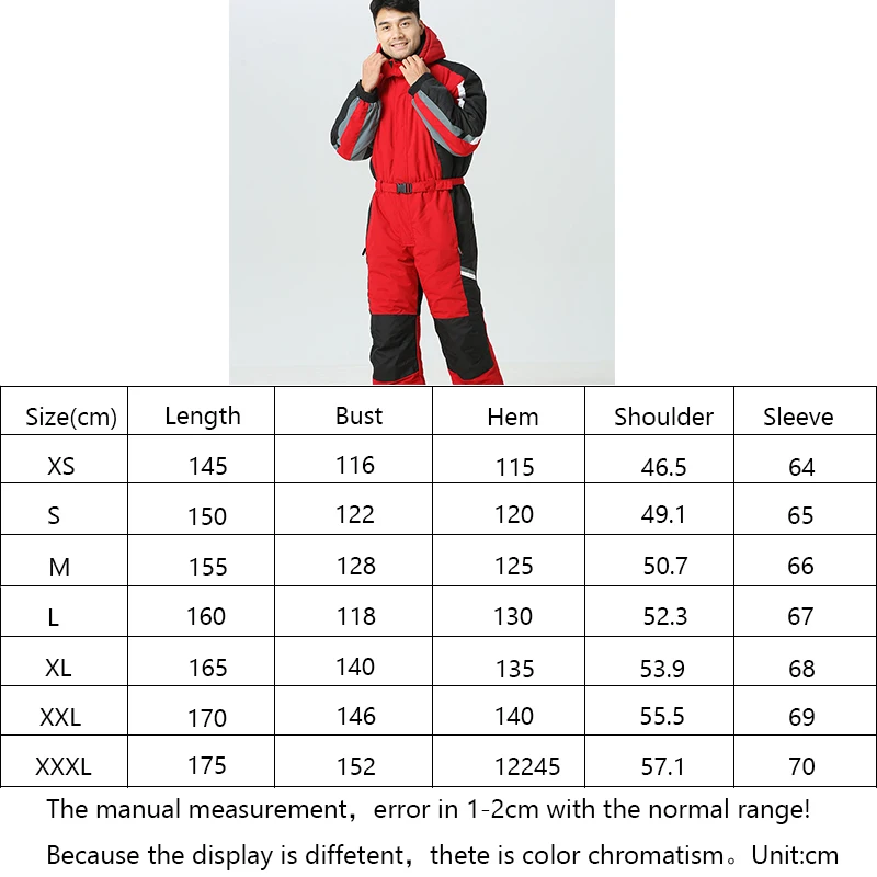 New One Piece Ski Suit Thickened Men Warm Outdoor Sports Snowboard Jacket Windproof Waterproof Winter Clothing Ski Set Overalls