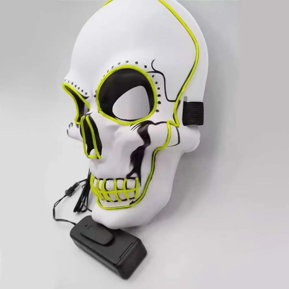 LED Flash Light Up Mask Party อุปกรณ์เสริมฮาโลวีนคอสเพลย์หน้ากากกะโหลกศีรษะสีขาวฮาโลวีน Skull Mask หน้ากากส่องสว่าง Skull หมวกนิรภัย