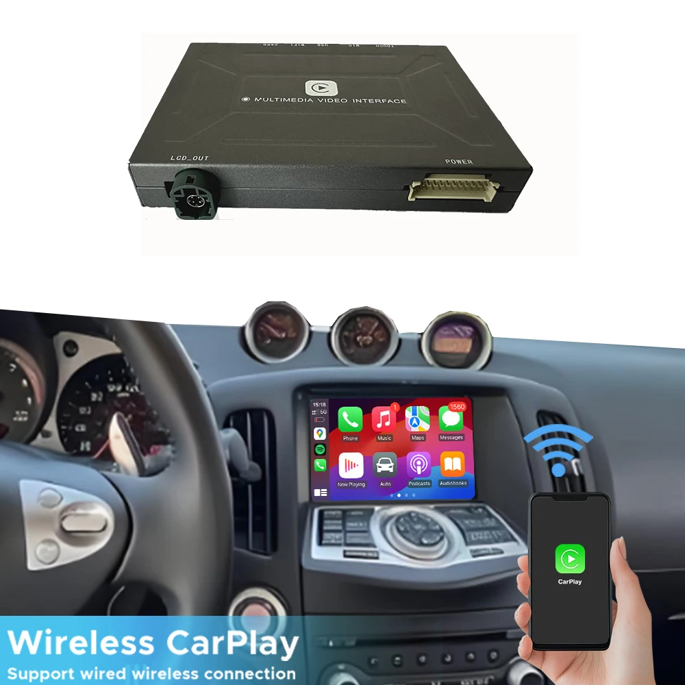 Wireless Carplay Android Auto For Nissan 370Z 2010-2019 Multimedia Interface Radio Player Navigation With Backup Camera