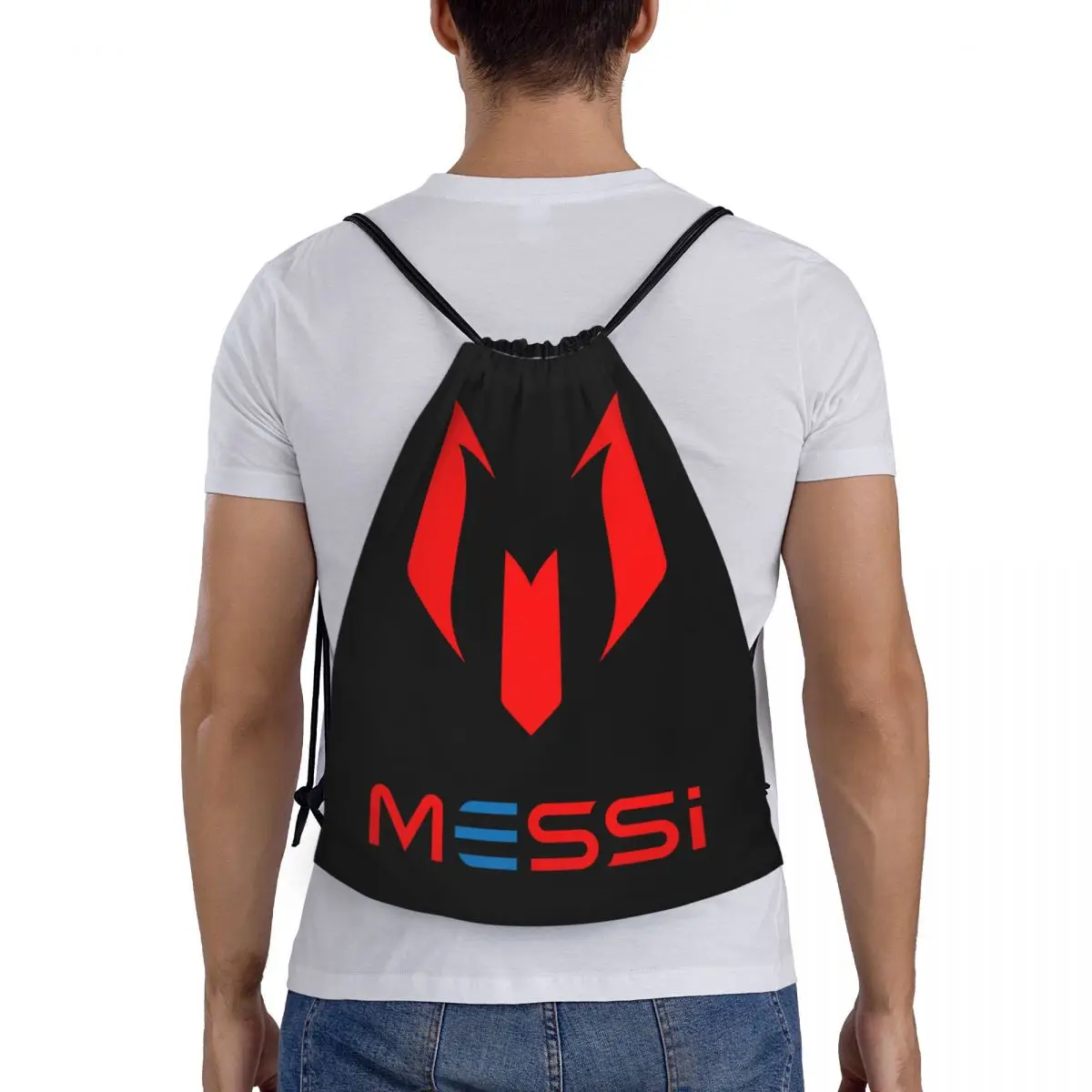 Mochila de cordão de futebol para homens e mulheres, Sports Gym Bag, Shopping Sackpack, vermelho, futebol, futebol, Messis 10