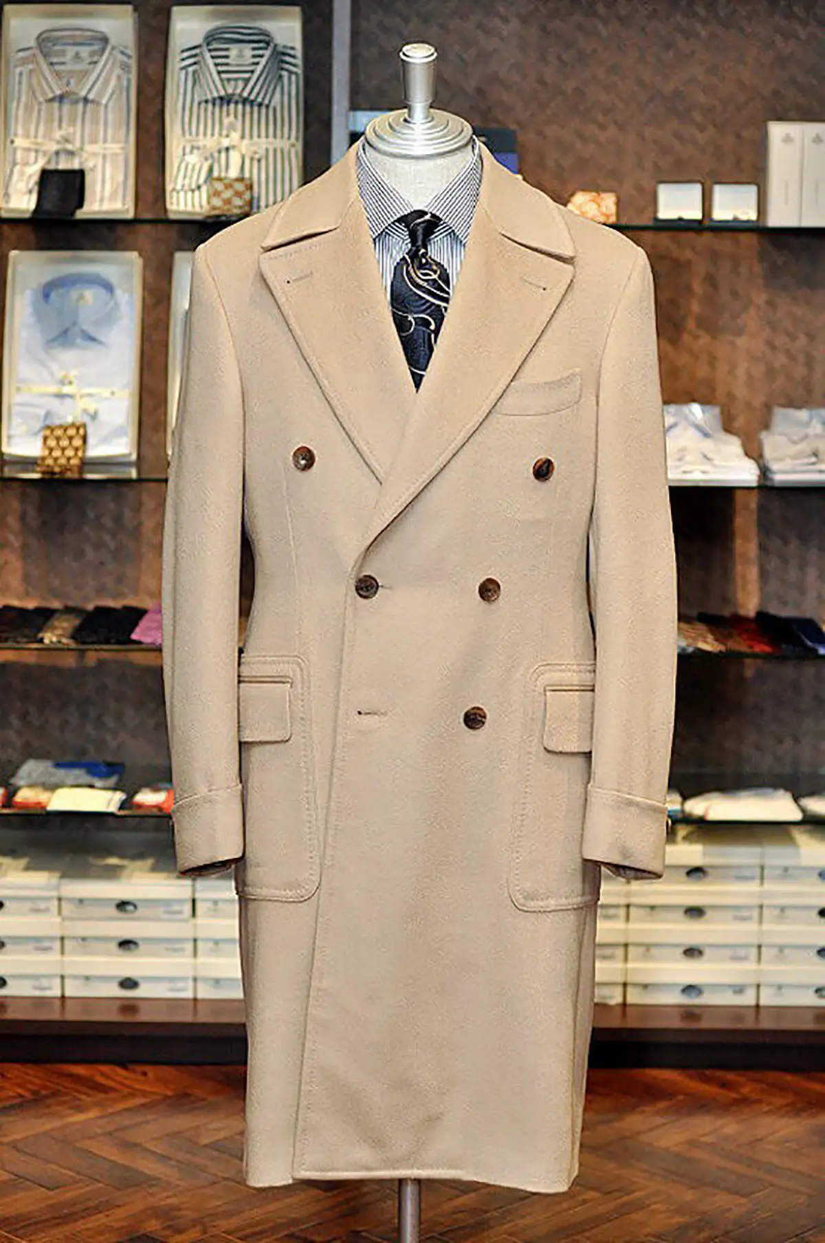 Winter Men Light Tan Suits Jacket Woolen Coat Double Breasted Buttons Blazer Custom Made Daily Casual Tweed Blends Overcoat