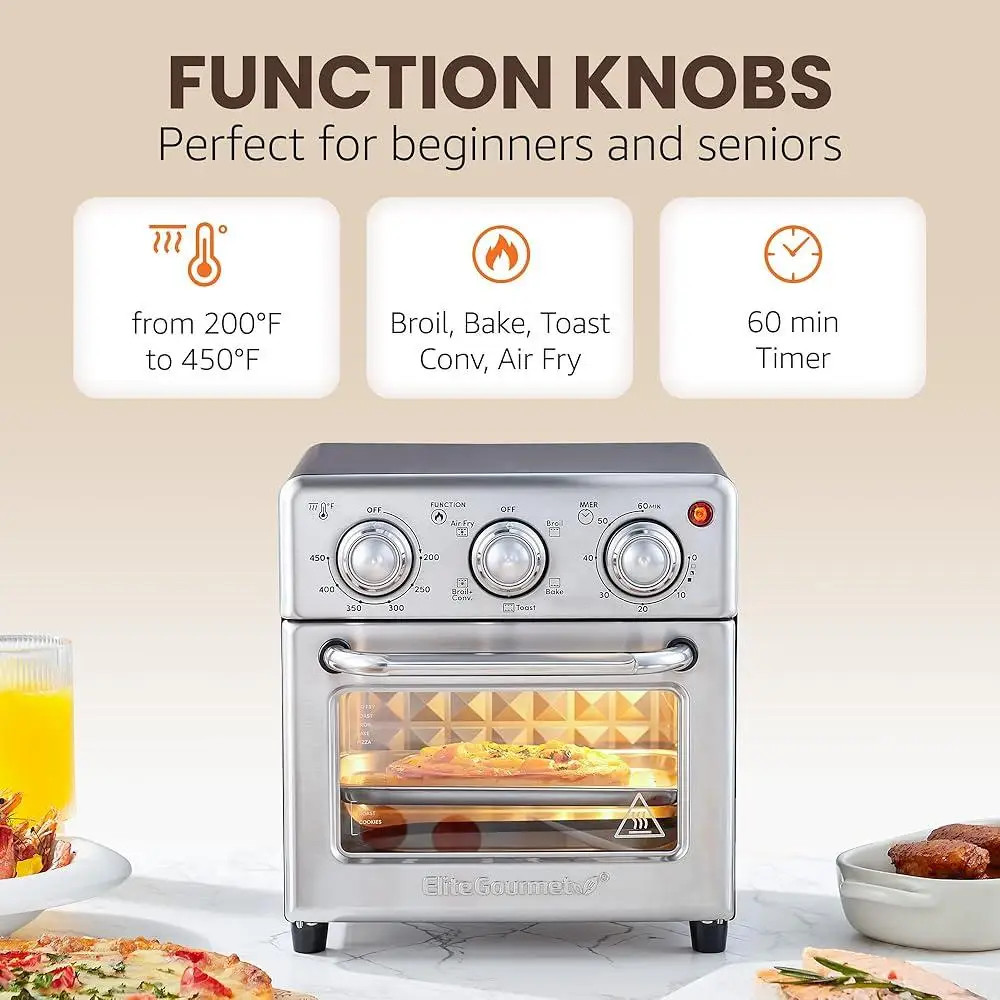 مقلاة هوائية 8.5 كيو تي، فرن حراري، خبز نخب شواء، طهي متعدد الوظائف، طاقة عالية مع إيقاف تلقائي وإعدادين للرف