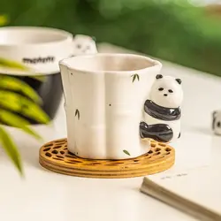 3D Panda Ceramic Cute Tea Cup Tea Set Owner Drinking Coffee Cups Household Exquisite Ornaments Drinkware Friend Gift