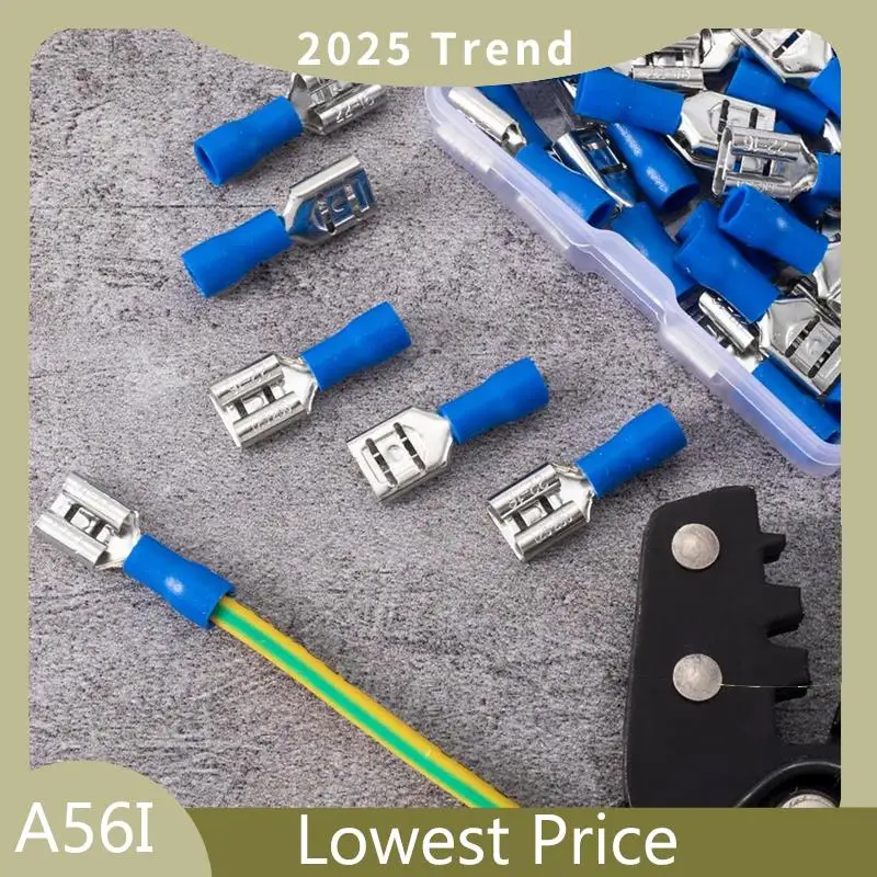ABDD 1/4" Conectores de pá fêmea Kit combinado de conectores Terminais de crimpagem elétrica fêmea, 22-16 AWG