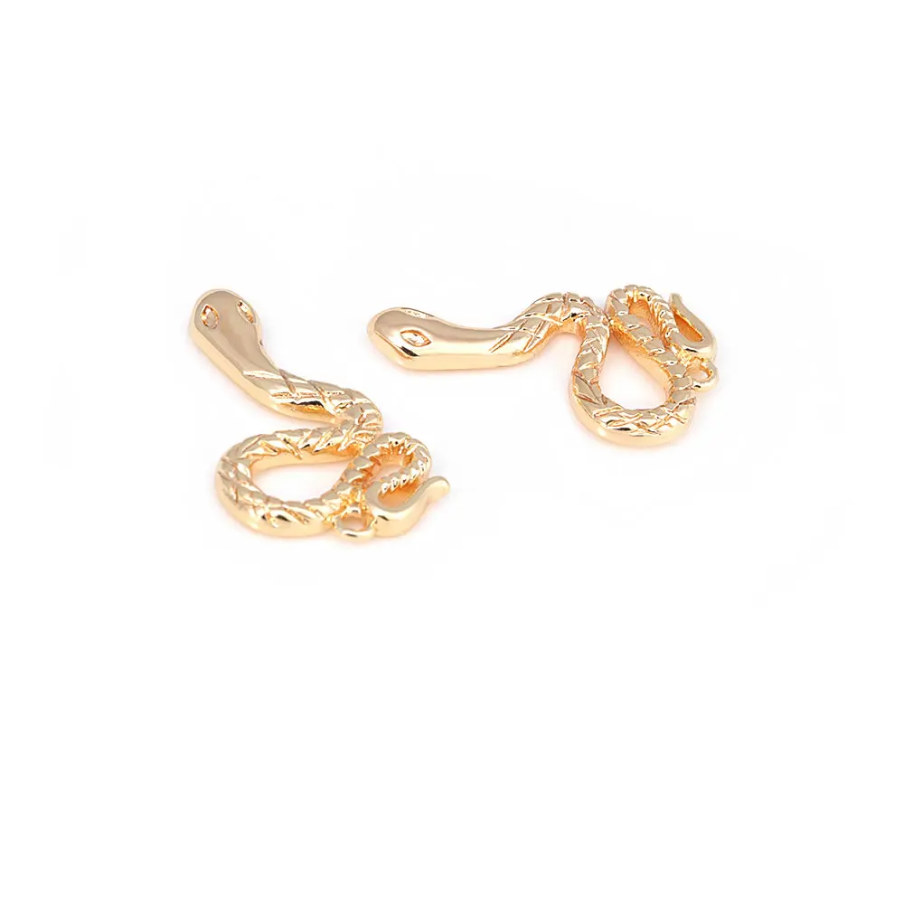 18K Gold Color Brass and Zircon Snake Charms Pendants High Quality Diy Jewelry Making Necklace Earrings Accessories for Women