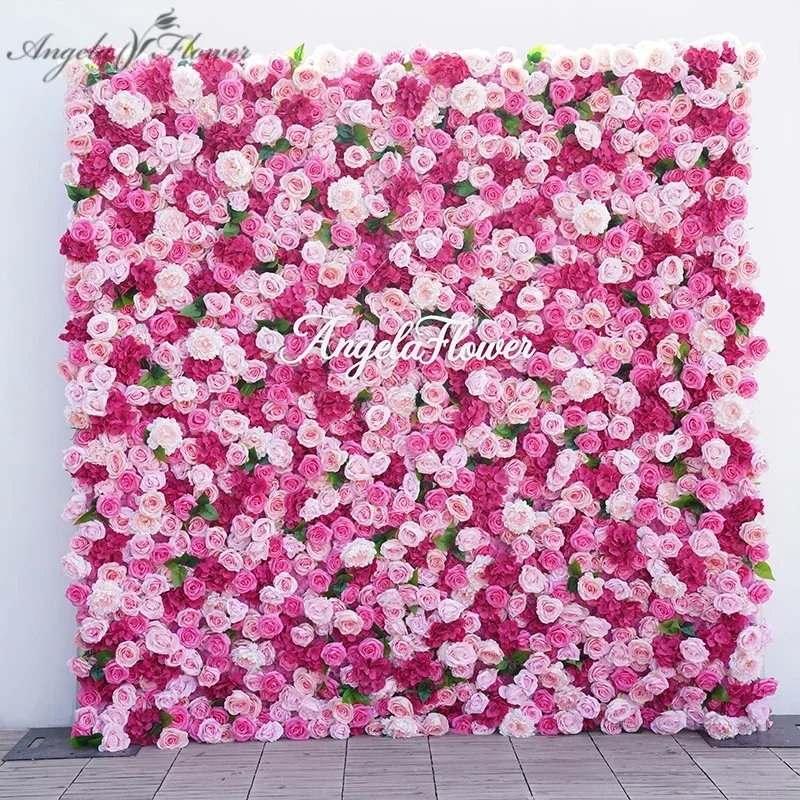 Rosa Rose Hortensie 5d Roll-up Vorhang Stoff Blumen wand im Freien Hochzeit Hintergrund Dekorationen für Empfang