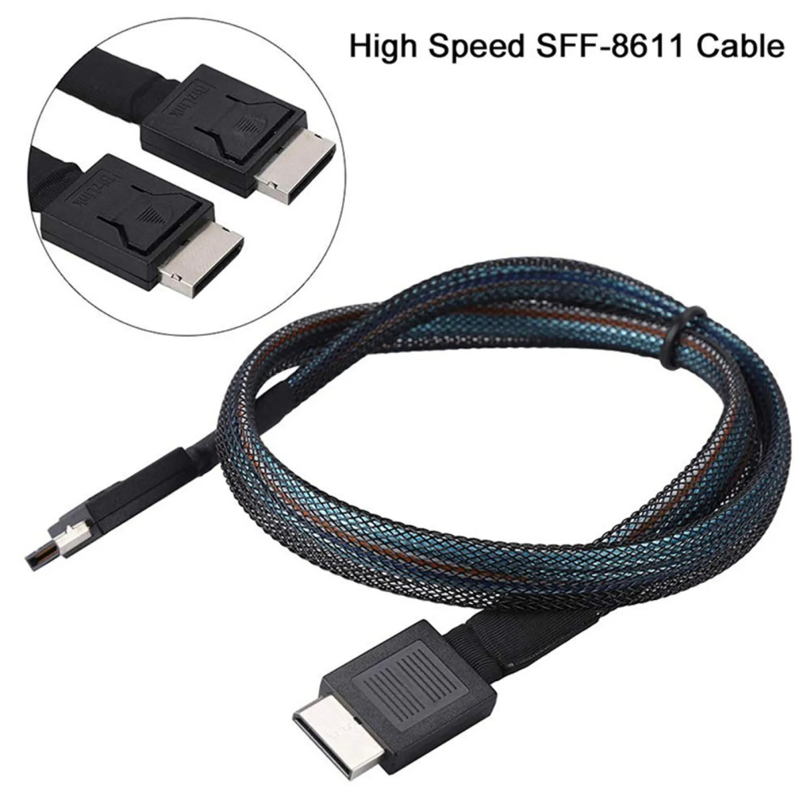 1Pc Oculink 4I SFF-8611 to SFF-8611 Cable 50cm male to male SFF-8611 Connector Adapter Cable Cord With Active Latch Up to 16Gbps