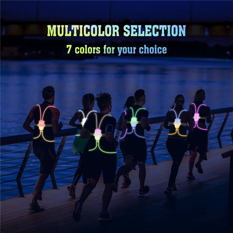 

Night Outdoor Sport LED Vest 360° Reflective High Visibility Flash Safety LED Fiber Optic Night Running Riding Colorful-N33R