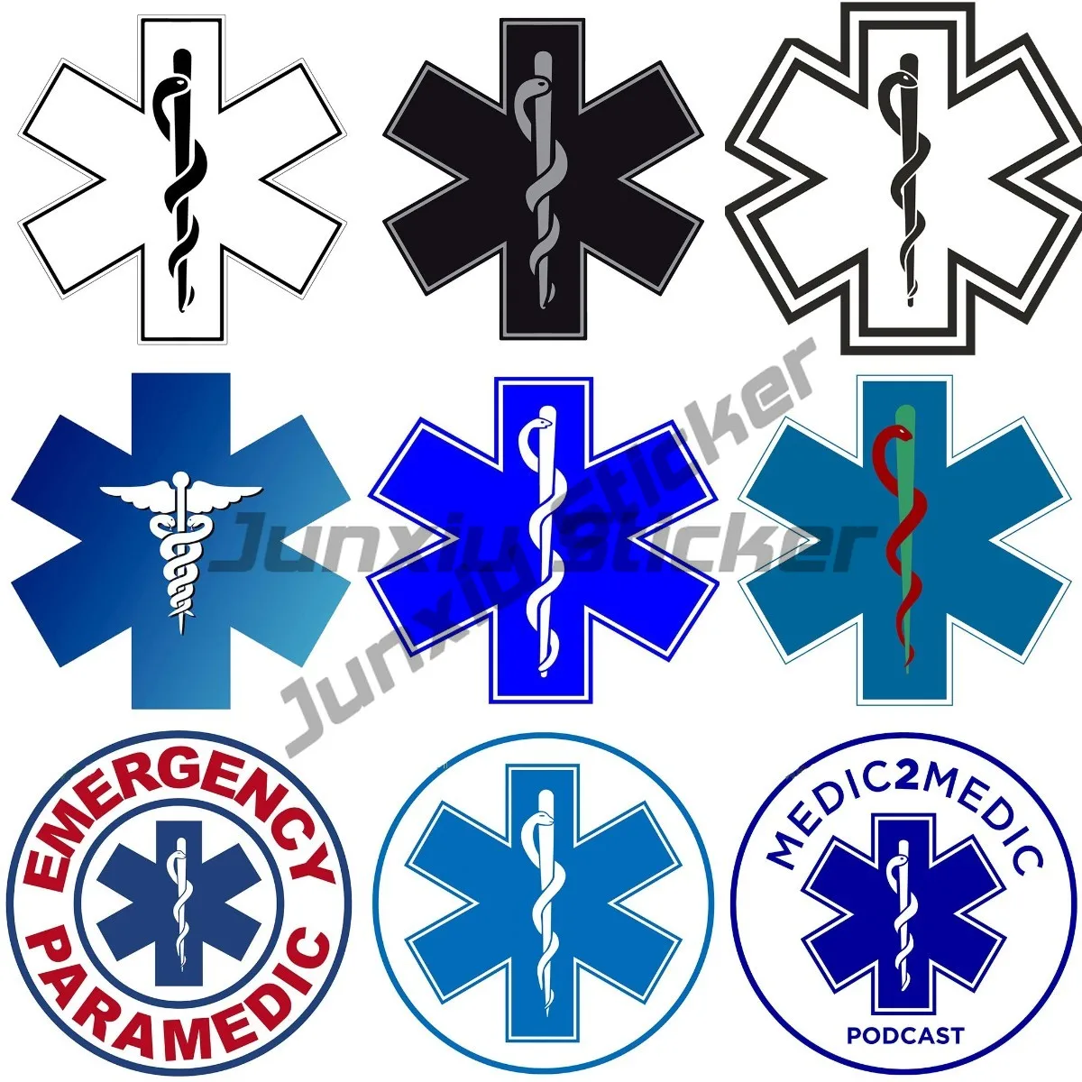 Different Specifications Combat Medic Decals Red Cross Stickers Star of Life Stickers PVC Car Stickers Vinyl Motorcycle Decals