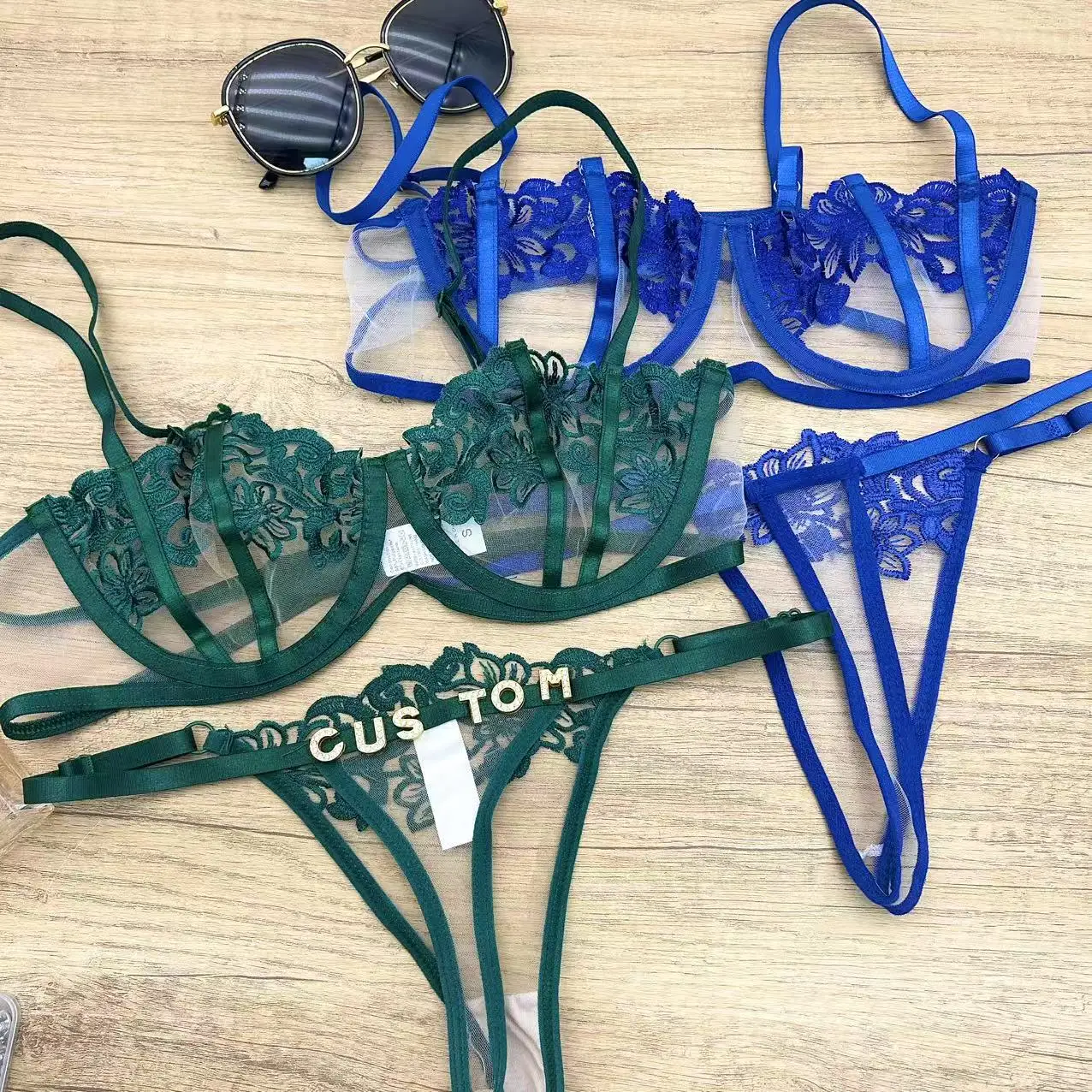 Custom Lingerie with Name Bikini set Customized P anties Women Name Thong Crystal Letters Underwear Set Triangular Cup Bra Gift