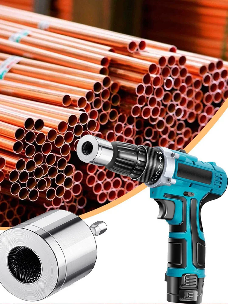 15/22mm Metal Copper Pipe Cleaner Drill Pipe Tube Cleaning Brush Tool Hexagonal Handle Cleaning Tool for Drill Power 1/4in Shank