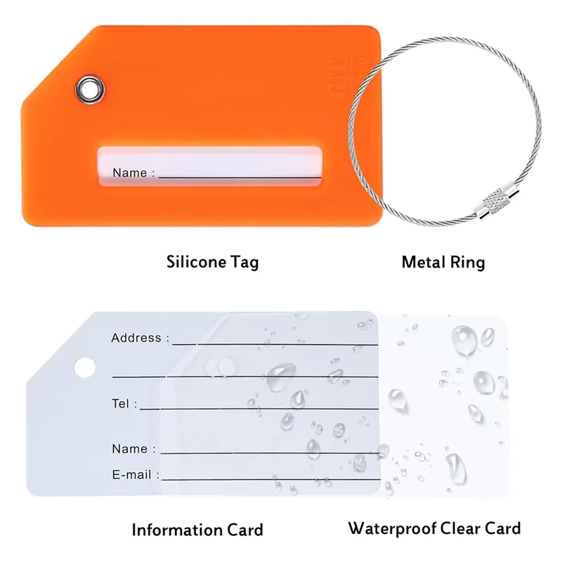 แท็กกระเป๋าซิลิโคน กระเป๋าเดินทาง กระเป๋าถือ แท็กกระเป๋าเดินทางพร้อมนามบัตร ค้นพบกระเป๋าเดินทางอย่างรวดเร็ว ใช้งานง่าย