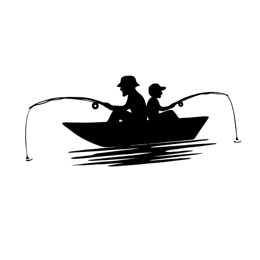 

Father-Son Fishing PVC Car Sticker Waterproof UV Resistant Decal with Boat Angler Design for Auto Exterior Window Decoration
