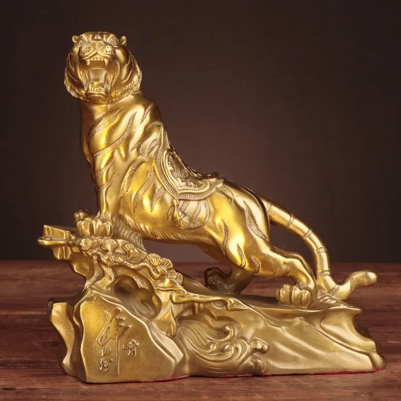 Copper : Roaring In The Mountains Rivers - Metal Craft Ornament For Home And Office - Mountain Tiger