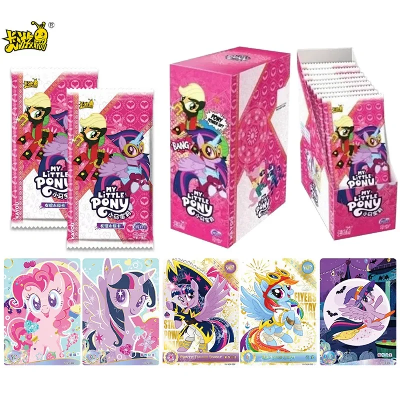 Hasbro-Coleção My Little Pony Cartões Infantis, A Amizade é Mágica, Anime Jogo de Tabuleiro, Cartões Flash Bronzeadores, Presentes Originais