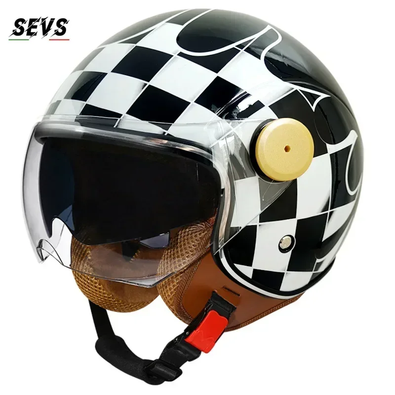 Motorcycle helmet 3/4 open face men's and women's riding helmet retro electric bicycle scooter ABS shell motorcycle helmet M-XL