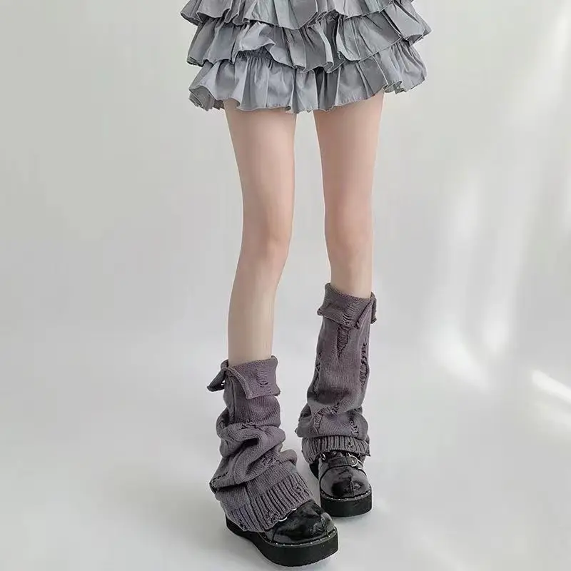 

Japanese Elastic Knitted Leg Warmer Socks Boots Cover Lolita Girls JK Uniform Harajuku Y2K Warmers Knee High Boots Cosplay