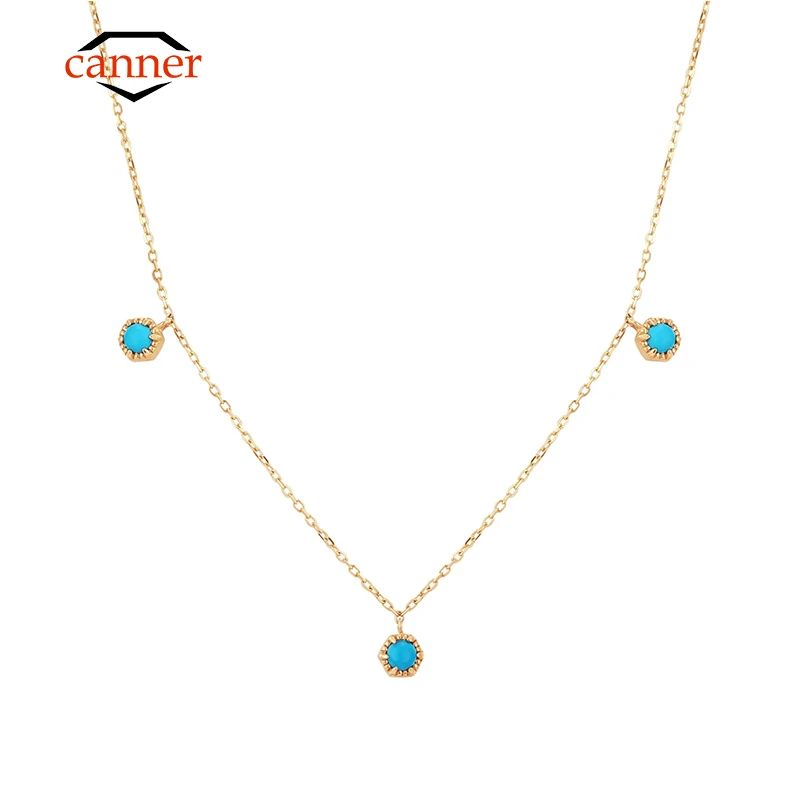 CANNER collane a catena con clavicola Color oro in argento Sterling 925 turchese semplice per le donne regalo di fidanzamento di nozze di gioielleria raffinata