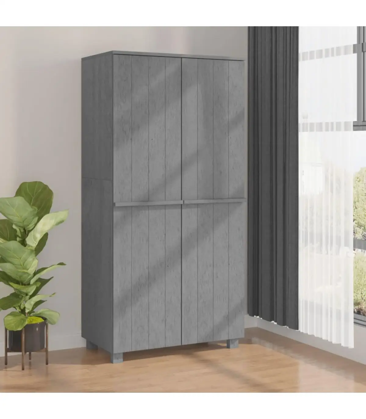 Solid pine wood wardrobe wardrobes dark gray 89x50x180 cm