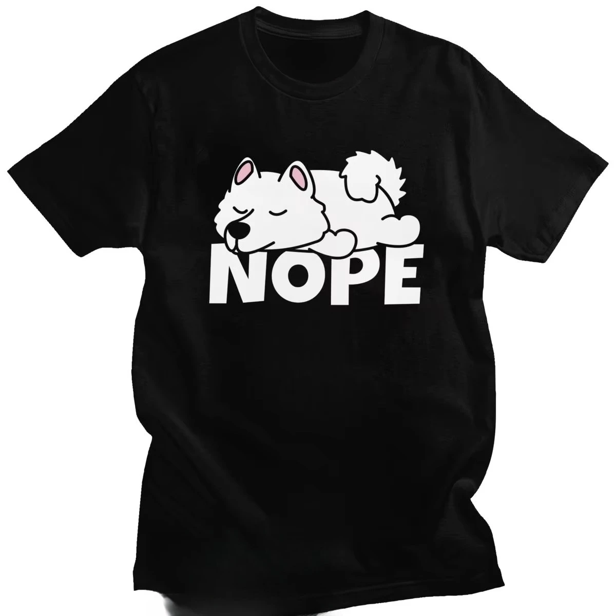 2026 Funny Samoyed T-Shirt Mens Camisas Men  Cotton Russian Dog Lover Tee Crew Neck Leisure Nope Tshi