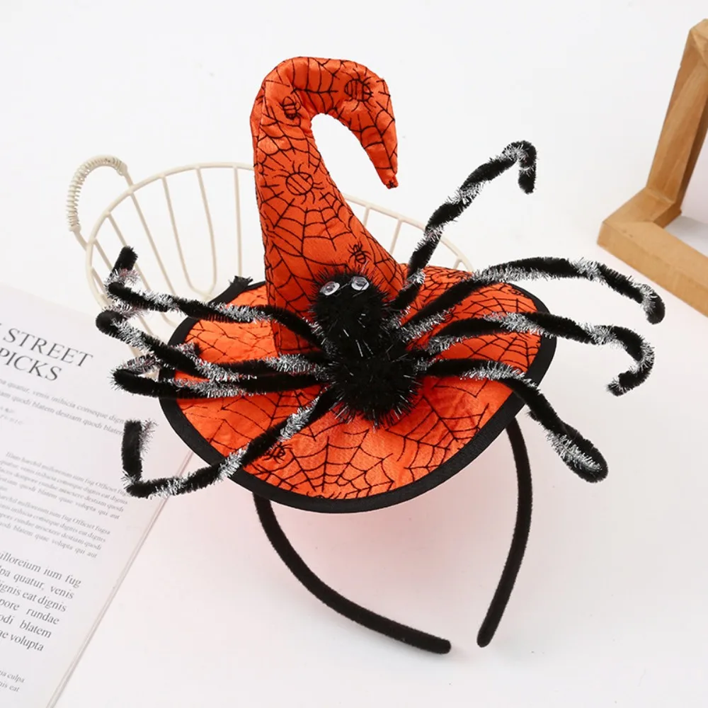 Spider Halloween Witch Hat Headband Cartoon Sequin Halloween Party Hair Band Party Decor Hat Cone Hat Hair Hoop