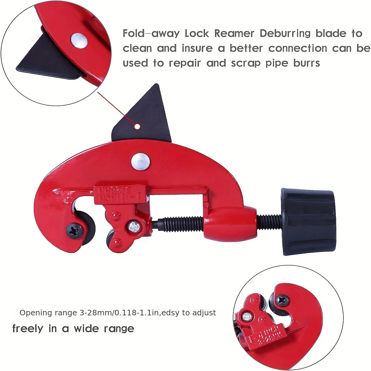 3-28mm/0.11-1.1inch Tube Cutter, Adjustable Aluminum Alloy Pipe Cutter for Cutting Copper Titanium Brass Steel Aluminum Tubing