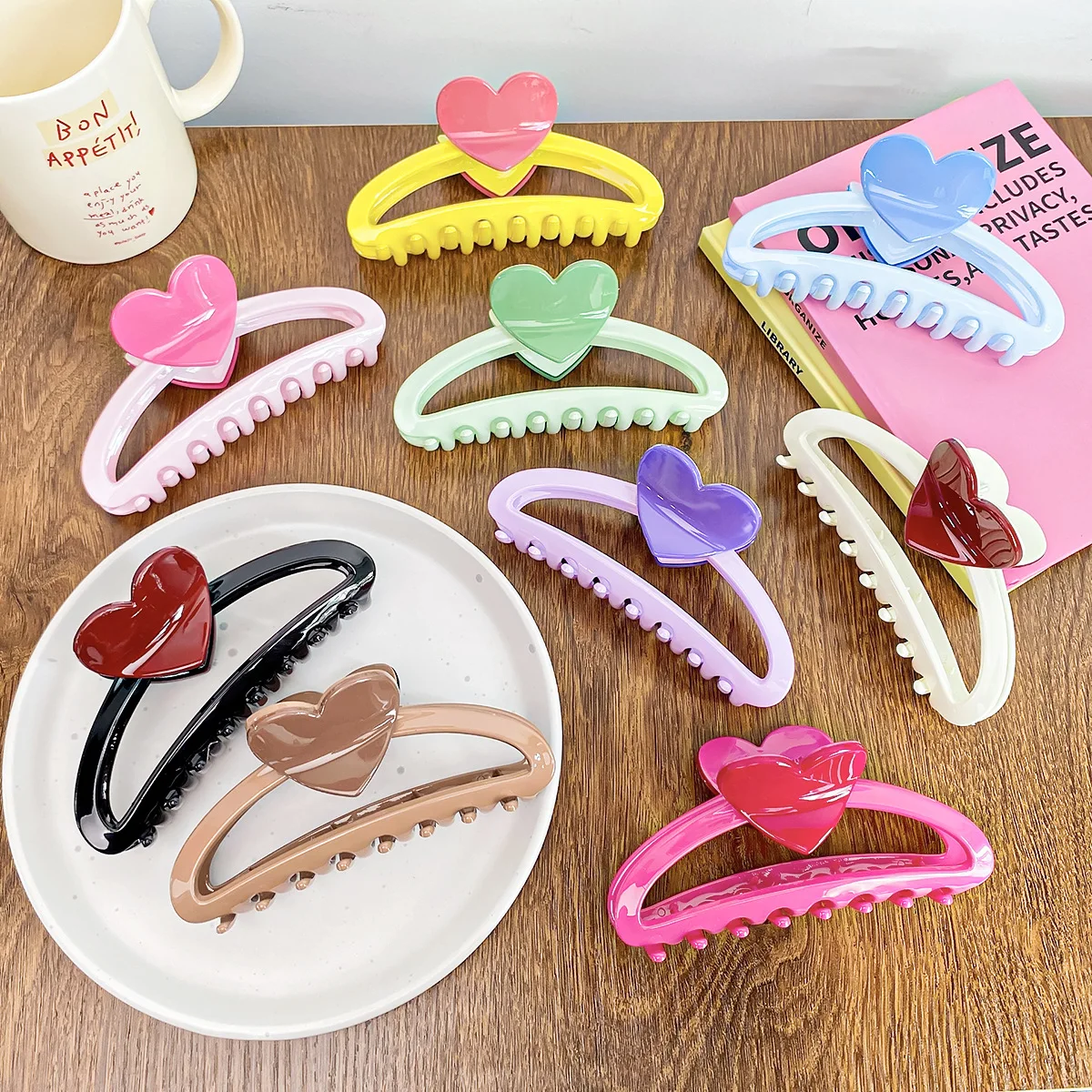 1 Pcs Women's Hair Claws Love Dopamine Sweet Cool Cute Kawaii Hair Grabs Fashionable Simple Versatile Hair Accessories For Girl