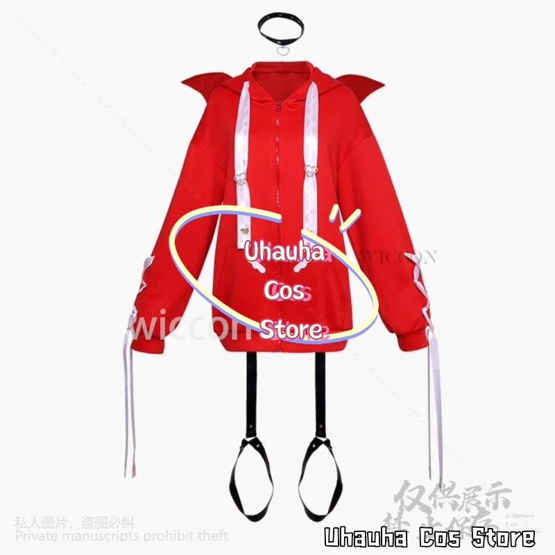 Gioco Anime Needy Girl Overdose Cosplay Ame KAngel Costume Felpa con cappuccio rossa per donne Ragazze Parrucche Abiti da festa di Natale personalizzati