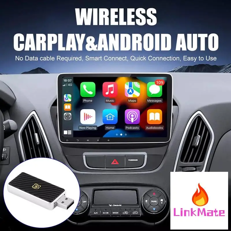 

2025 Mini USB Wireless Carplay Adapter Mini Carplay Adapter Fast Connection For Android Auto Plug Play Converts Wired