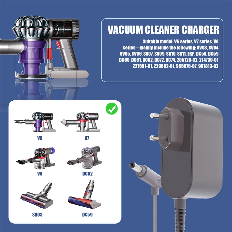 A68M-مكنسة كهربائية محول الطاقة جهاز آلي لتنظيف الأتربة استبدال شاحن ل دايسون V6 V7 V8 DC58 DC59 DC61 DC62 DC74 الاتحاد الأوروبي التوصيل