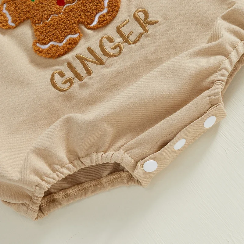 Baby Christmas Sweatshirts Rompers for Boy Girls Casual Gingerbread Letter Embroidery Long Sleeve Jumpsuits Newborn Cute Clothes