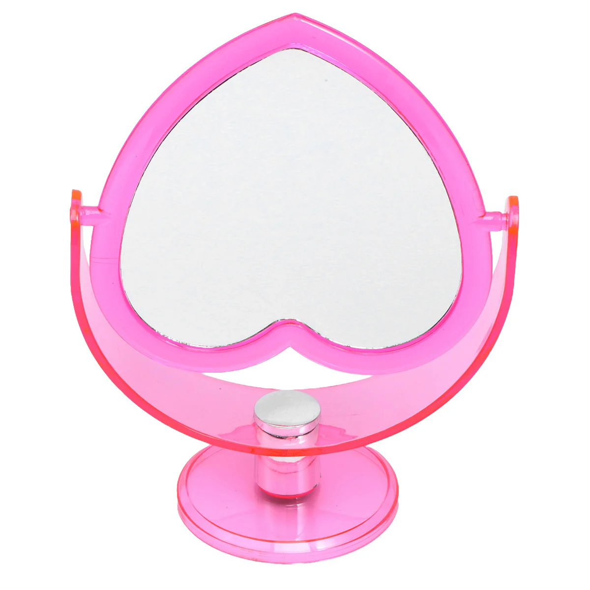 Miroir de maquillage double face en acrylique, cœur aimant, miroir Transparent décoratif de bureau, Base Stable rouge pour magasin à domicile