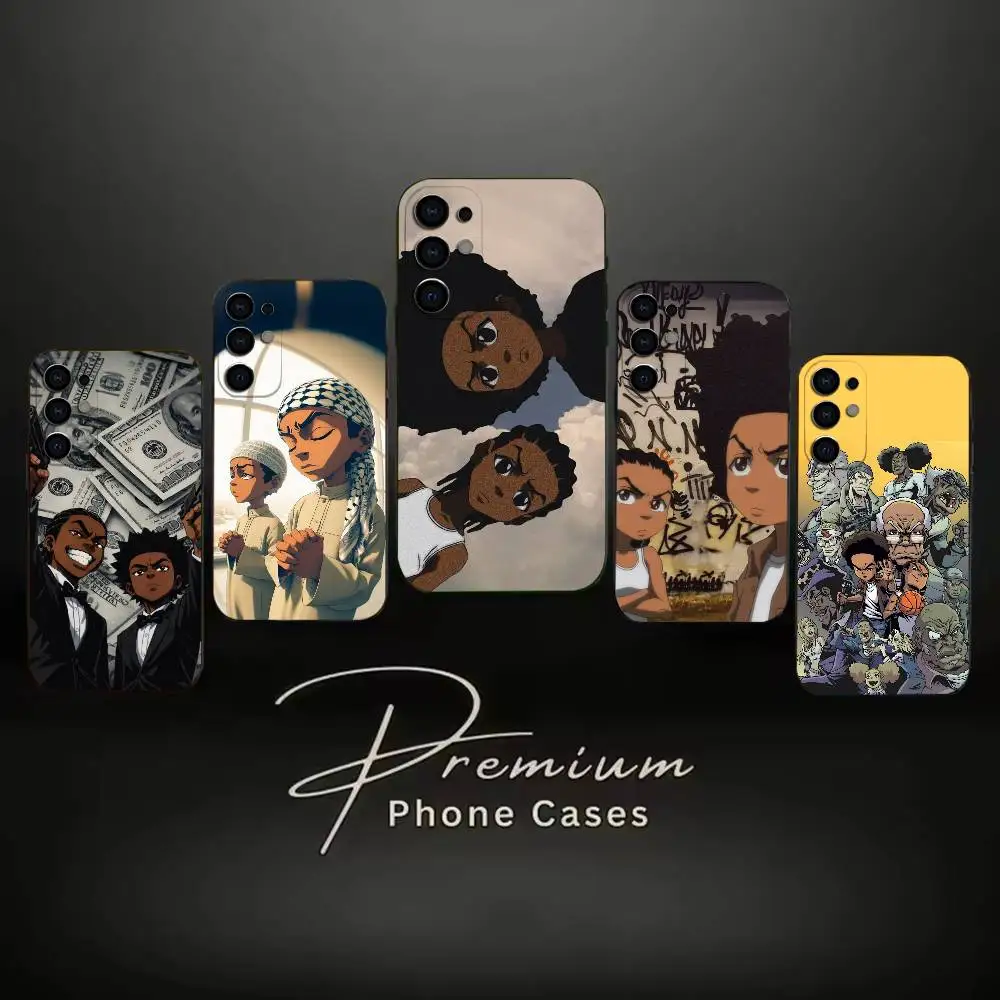 T-The B-Boondocks Riley&Huey CP  Phone Case Black Soft Case For Samsung S24,S23,S21,S22,S24,S30,S20Ultra Plus