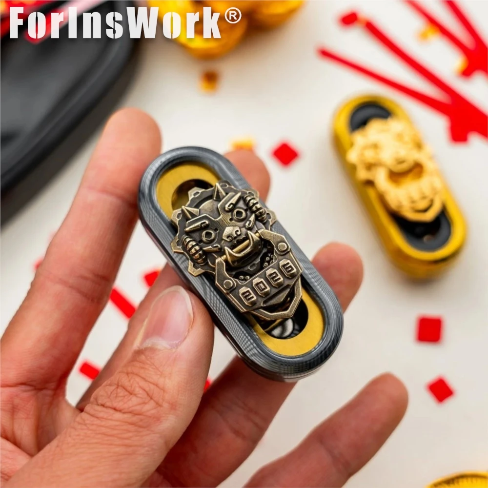 WANWU POPPING (Cyber Jiaotu) Damascus Black/Gold Plating Push Slider Fidgets Sliders EDC Gadgets