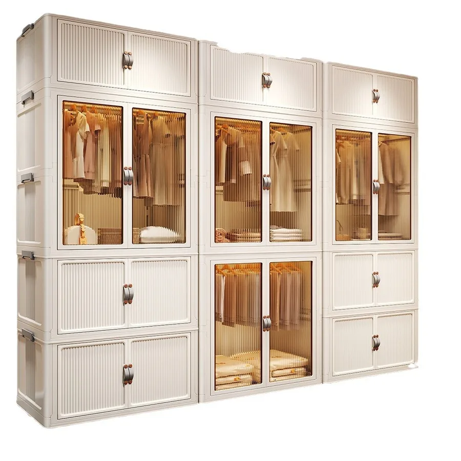 Simple Wardrobe Household Clothes Storage Cabinet Storage Small Wardrobe Children's Bedroom Rental House Foldable