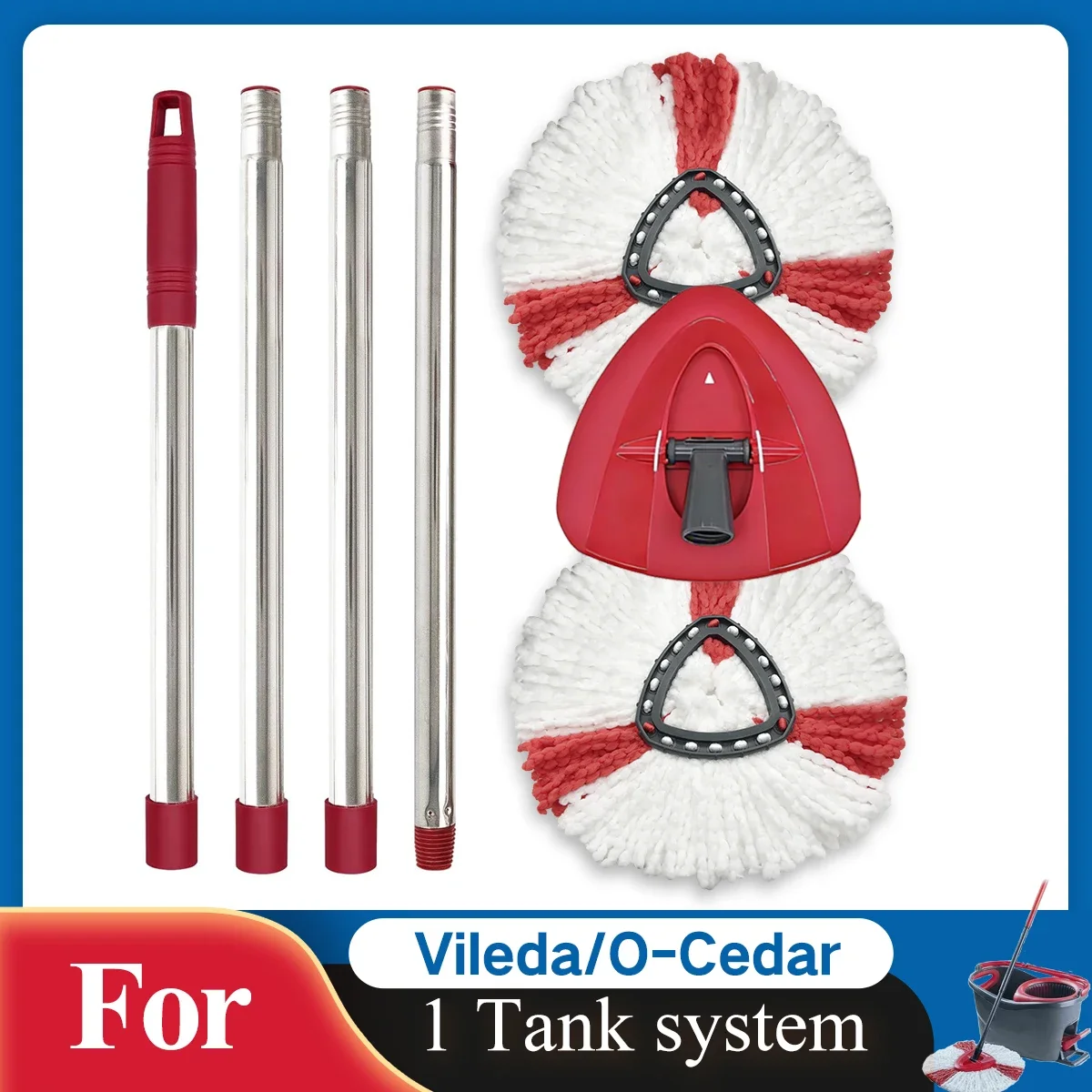 

Сменные насадки, ручка и основание для швабры, совместимые с системой вращения швабры Vileda/O-Cedar EasyWring 1-Tank