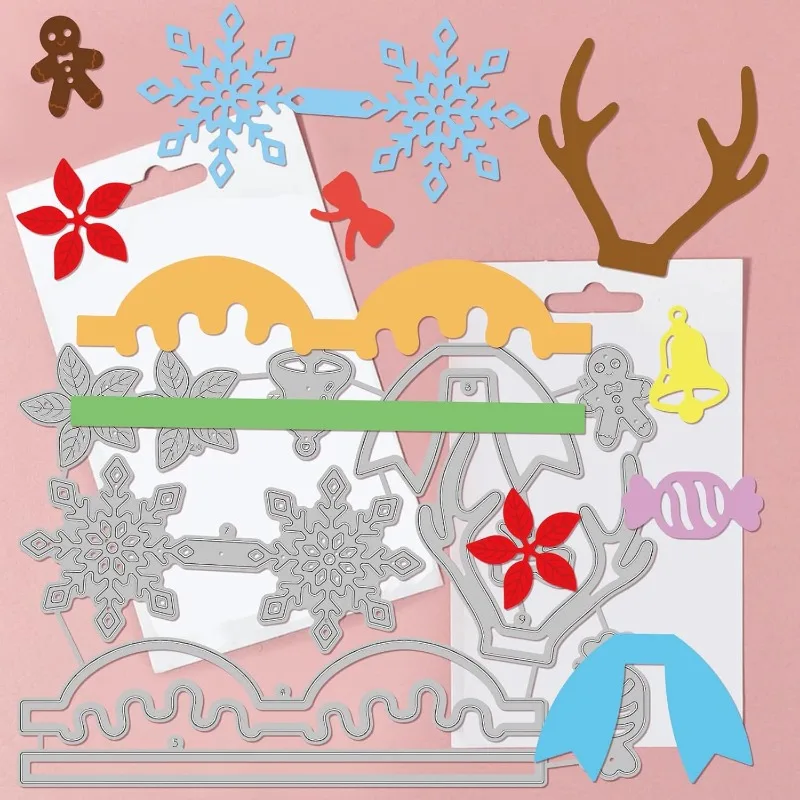 2pcs Christmas Bow Cutting Dies for DIY Scrapbooking Metal Christmas Bowknot Die Cuts Embossing Stencils Template for Paper Card