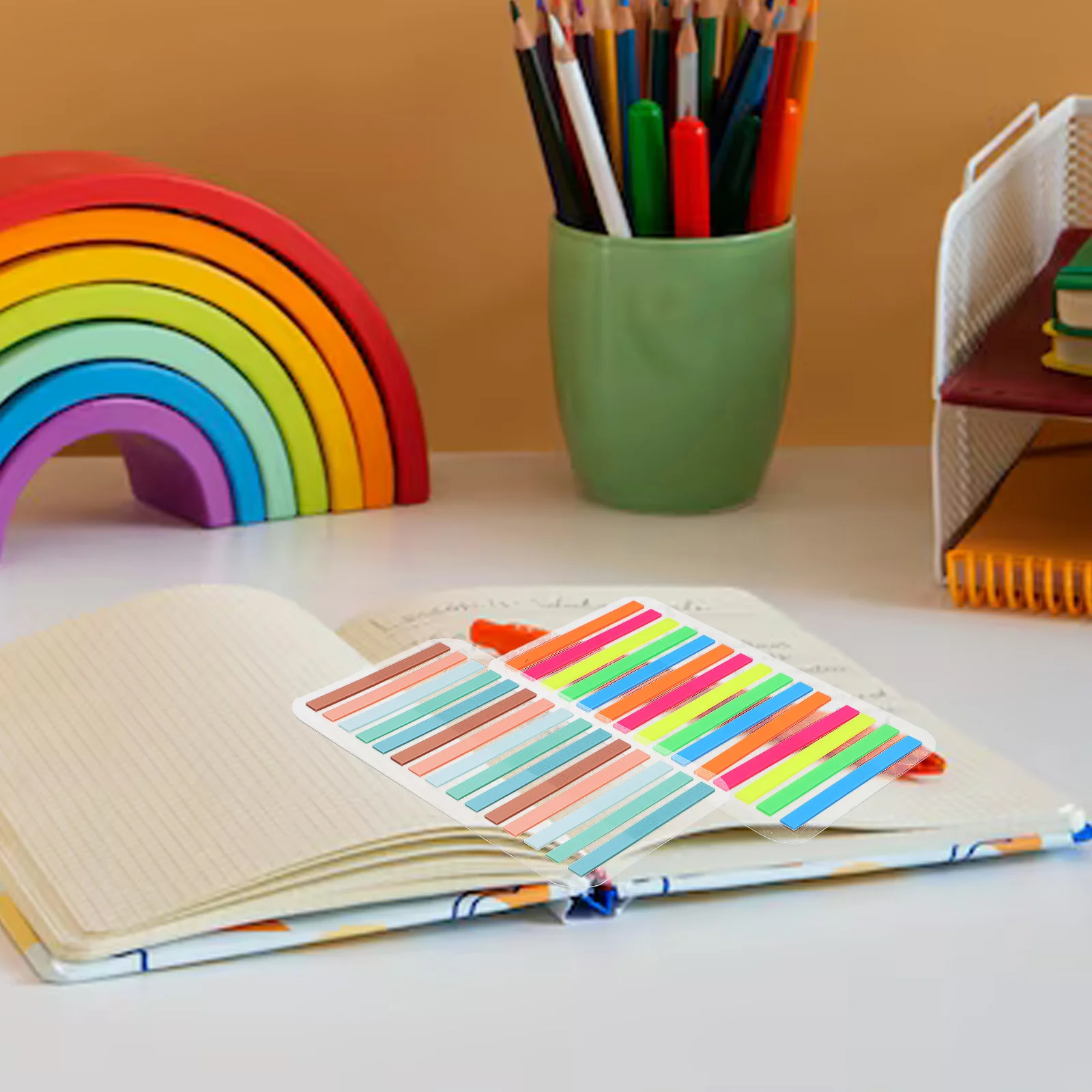 

1 set Fluorescent Label Stickers Highlight Strips For Books Reading Markers Portable Page Tabs Adhesive Index Notes Study