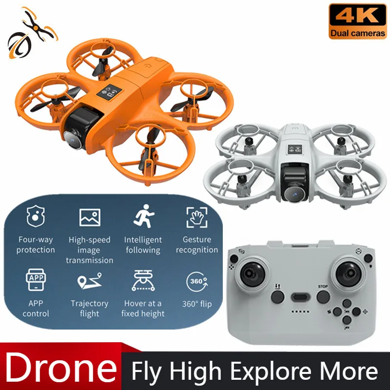 

MiniI Drone V2 4K Профессиональная HD аэрофотосъемка с дистанционным управлением Самолет HD Двойная камера Безголовой режим Квадрокоптер Игрушка в подарок