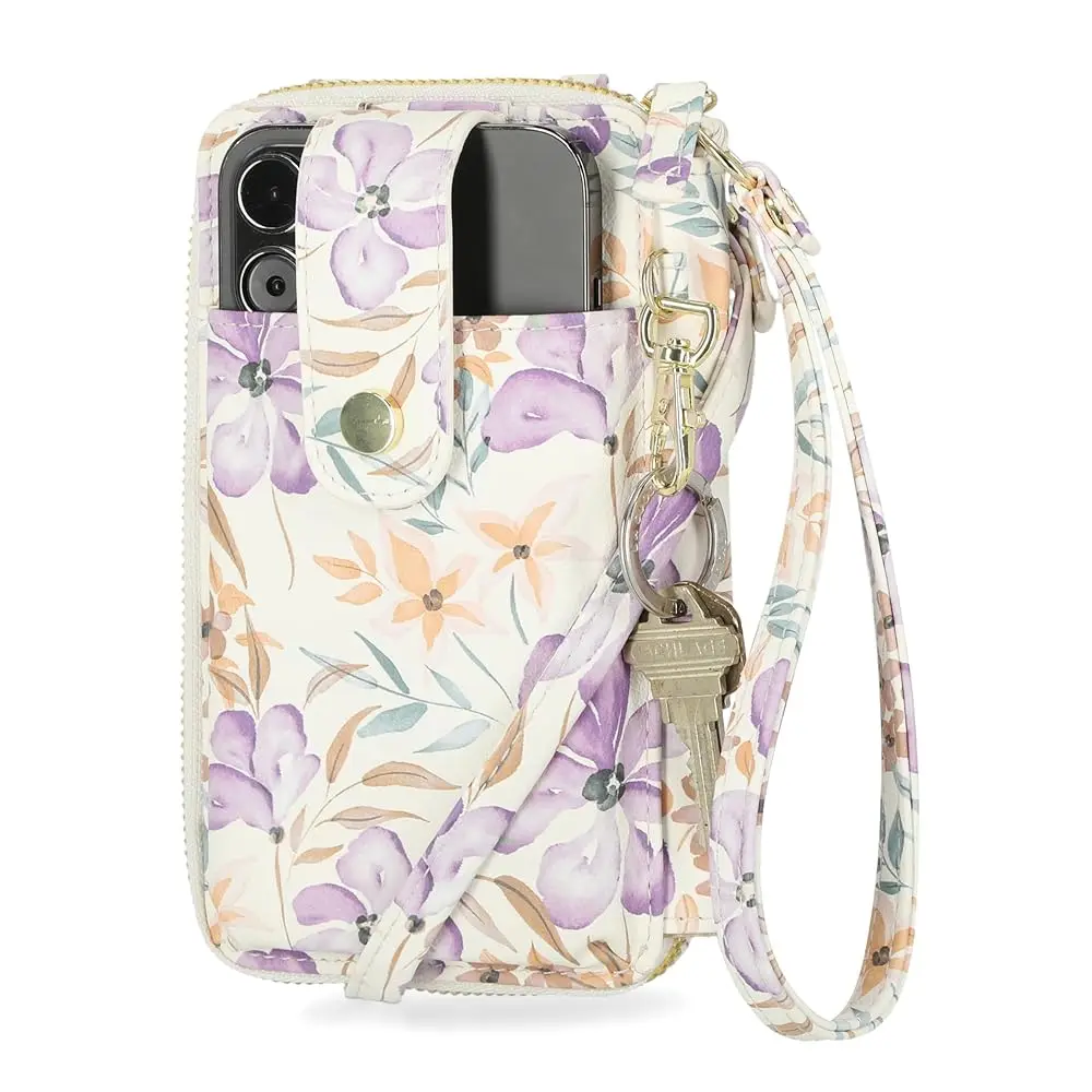 

RFID Crossbody Wallet for Women, Vegan Leather Small Travel Handbag with Phone Holder, Compact Organizer with Ca